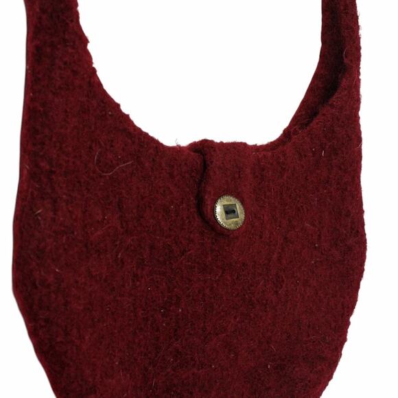 Vintage Felted Wool Purse Handbag Cross Body Bag in Red 10x8" - Hey Viv - Picture 3 of 5
